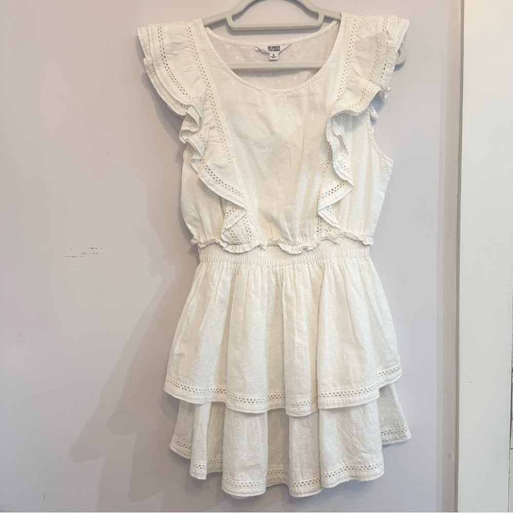 BB Dakota by Steve Madden White Ruffled Mini Dress